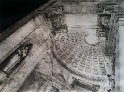 basilica di santa maria degli angeli e dei martiri -interno 2019 puntasecca e vernice ferrosa